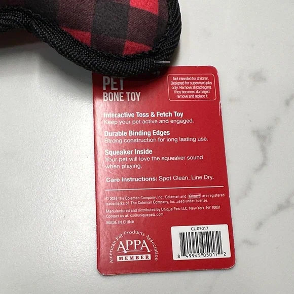 Coleman Checkered Red and Black Dog Toy - Picture 3 of 5